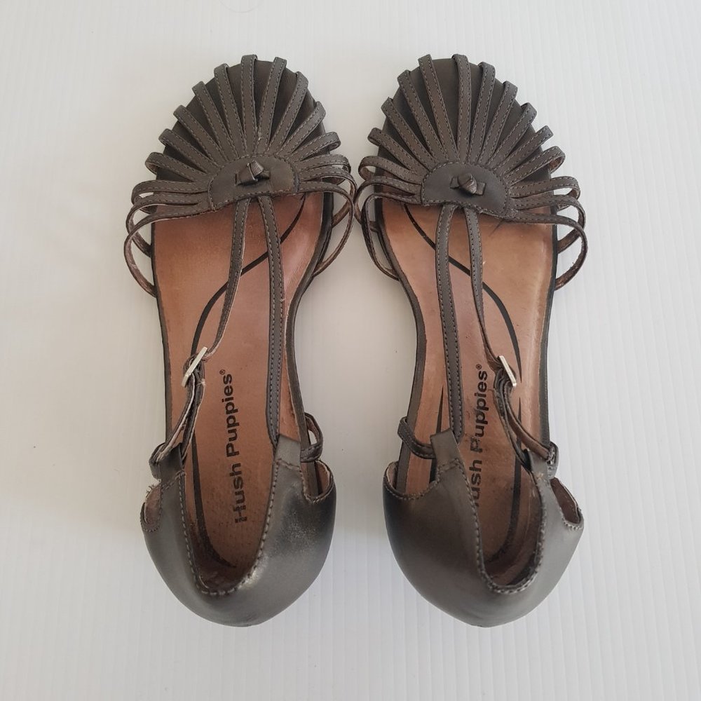 Hush Puppies Size 8C Eu 39 Leather Sandals Bronze Low Heel Womens Shoes - Picture 3 of 8